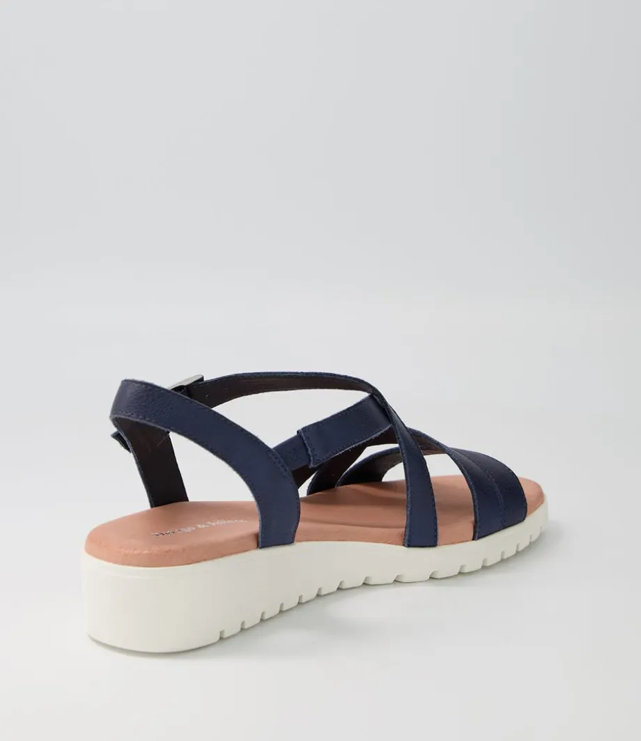 Matedy Navy Leather Sandals