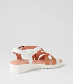 Matedy White Dark Tan Multi Sandals