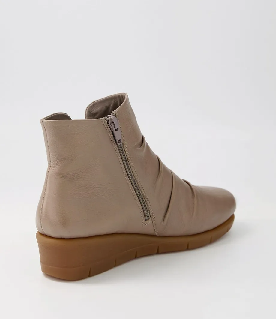 Maxie Taupe Leather Ankle Boots