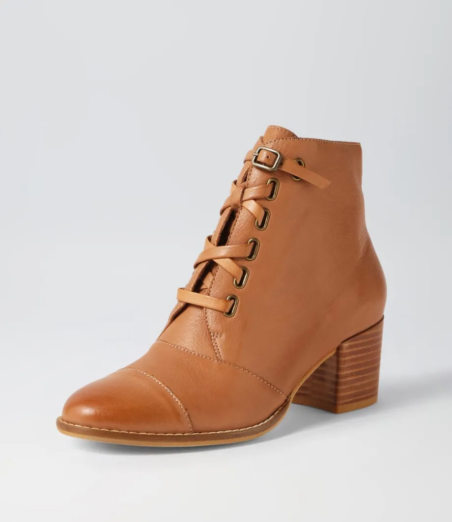 Mclain Cognac Leather Lace Up Boots