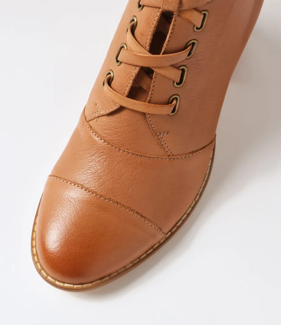 Mclain Cognac Leather Lace Up Boots