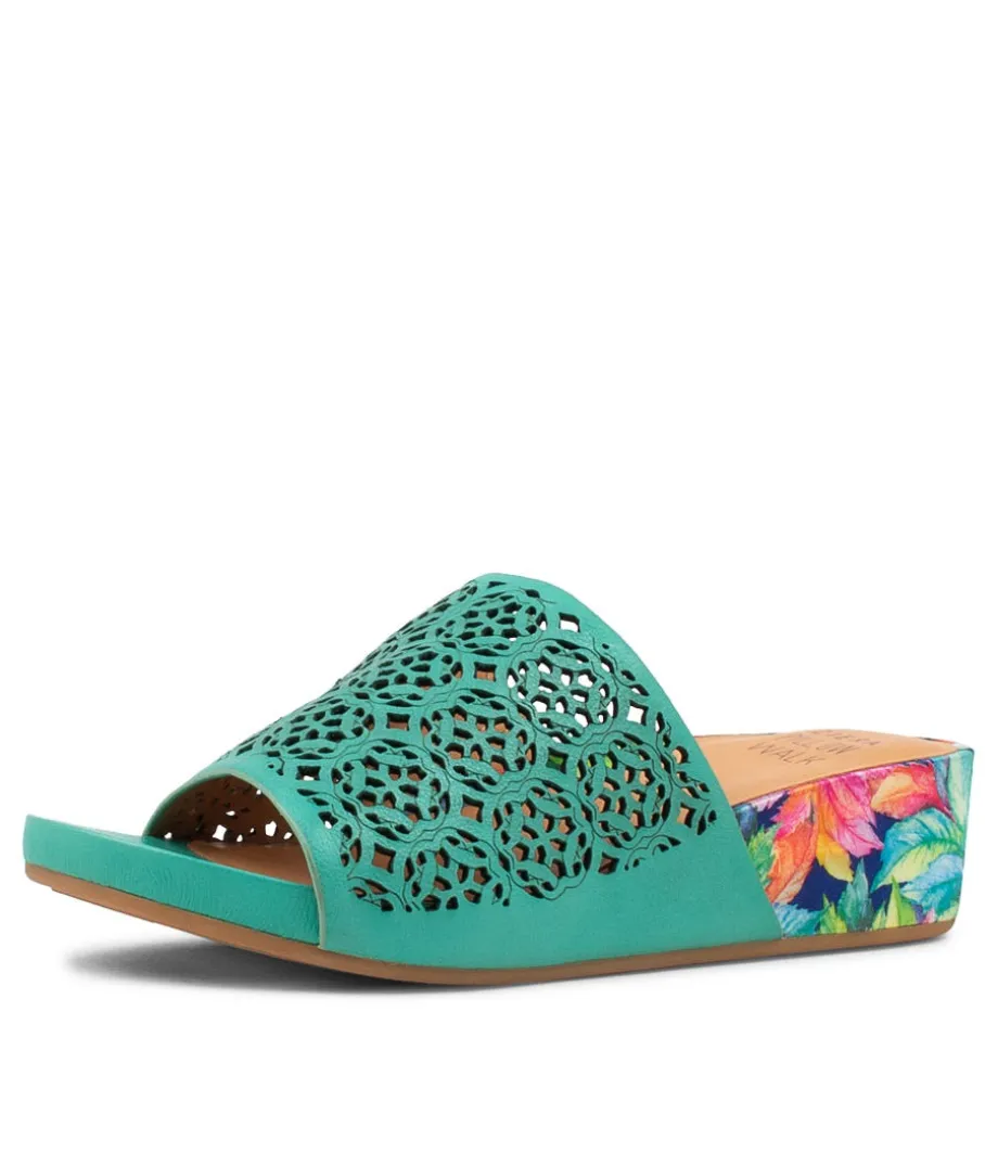 Mehmet W Light Emerald Leather Sandals
