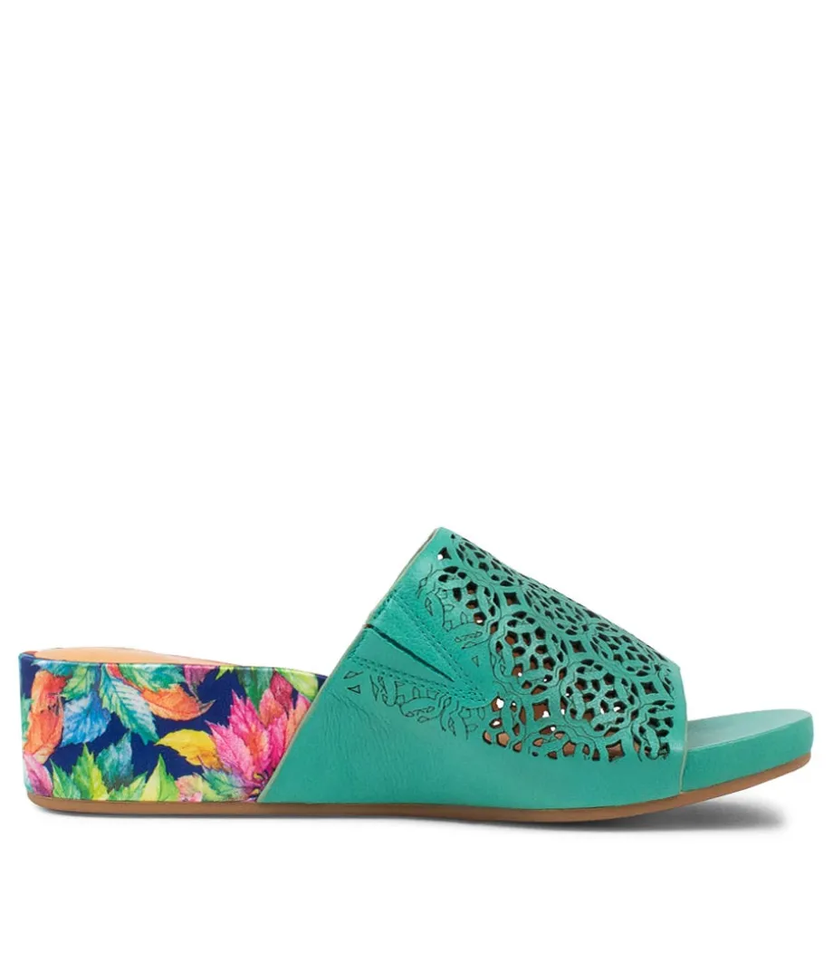 Mehmet W Light Emerald Leather Sandals