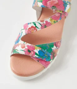 Melany White Flowermania Leather Slides