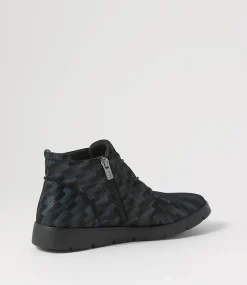 Melbourne W Blue Tetris Leather Lace Up Boots