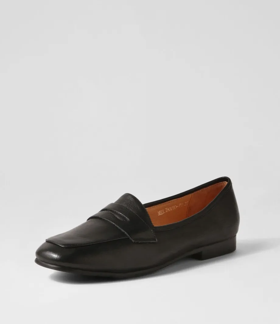 Melinato Black Leather Loafers