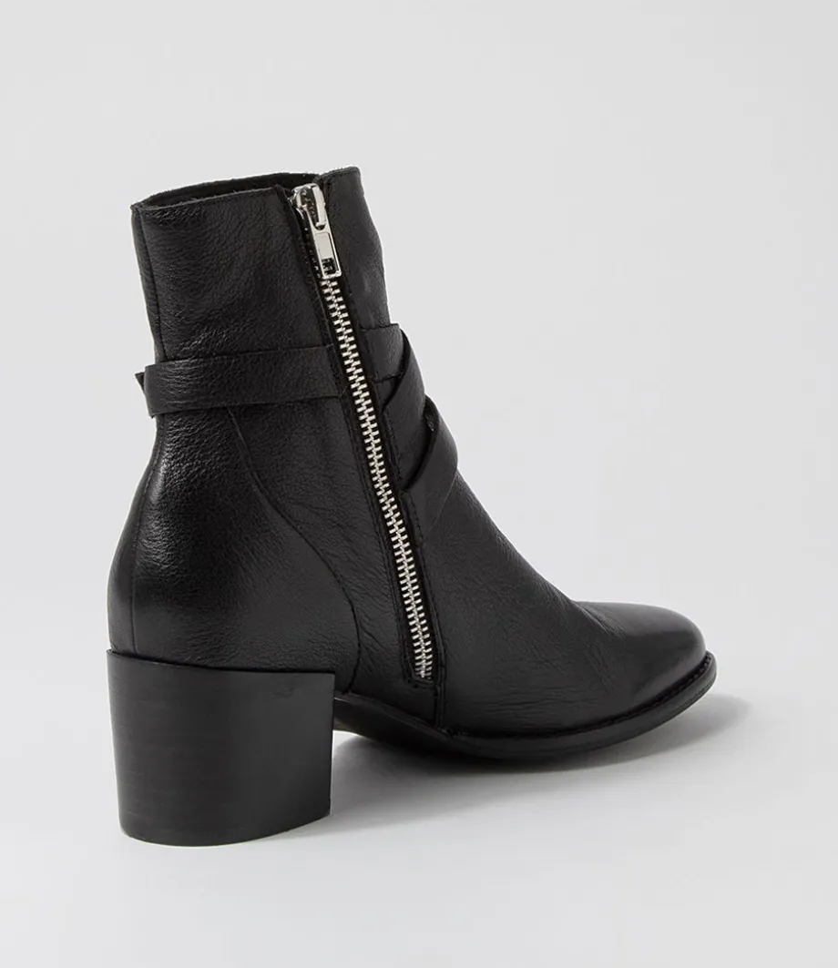 Melvine Black Leather Ankle Boots