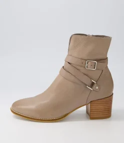 Melvine Taupe Leather Ankle Boots