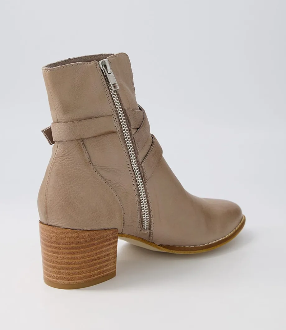 Melvine Taupe Leather Ankle Boots