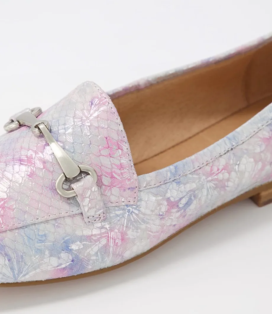 Mena Pastel Print Leather Loafers