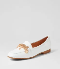 Mennat White Leather Loafers