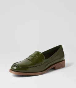 Messina Khaki Patent Leather Loafers
