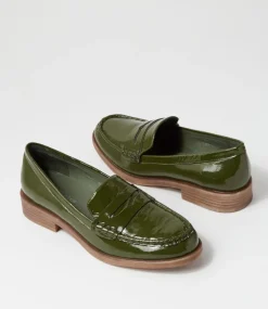 Messina Khaki Patent Leather Loafers