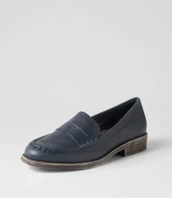 Messina Navy Leather Loafers
