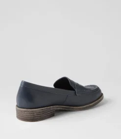Messina Navy Leather Loafers