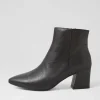 Mieke Black Leather Ankle Boots