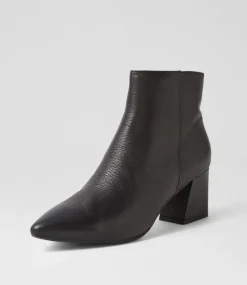 Mieke Black Leather Ankle Boots