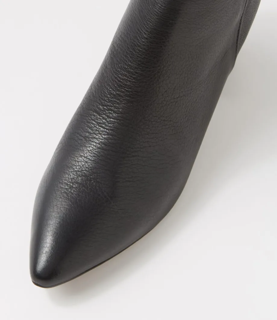 Mieke Black Leather Ankle Boots