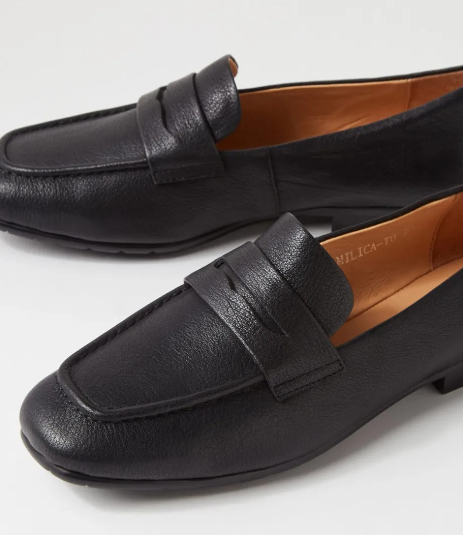 Milica Black Leather Loafers
