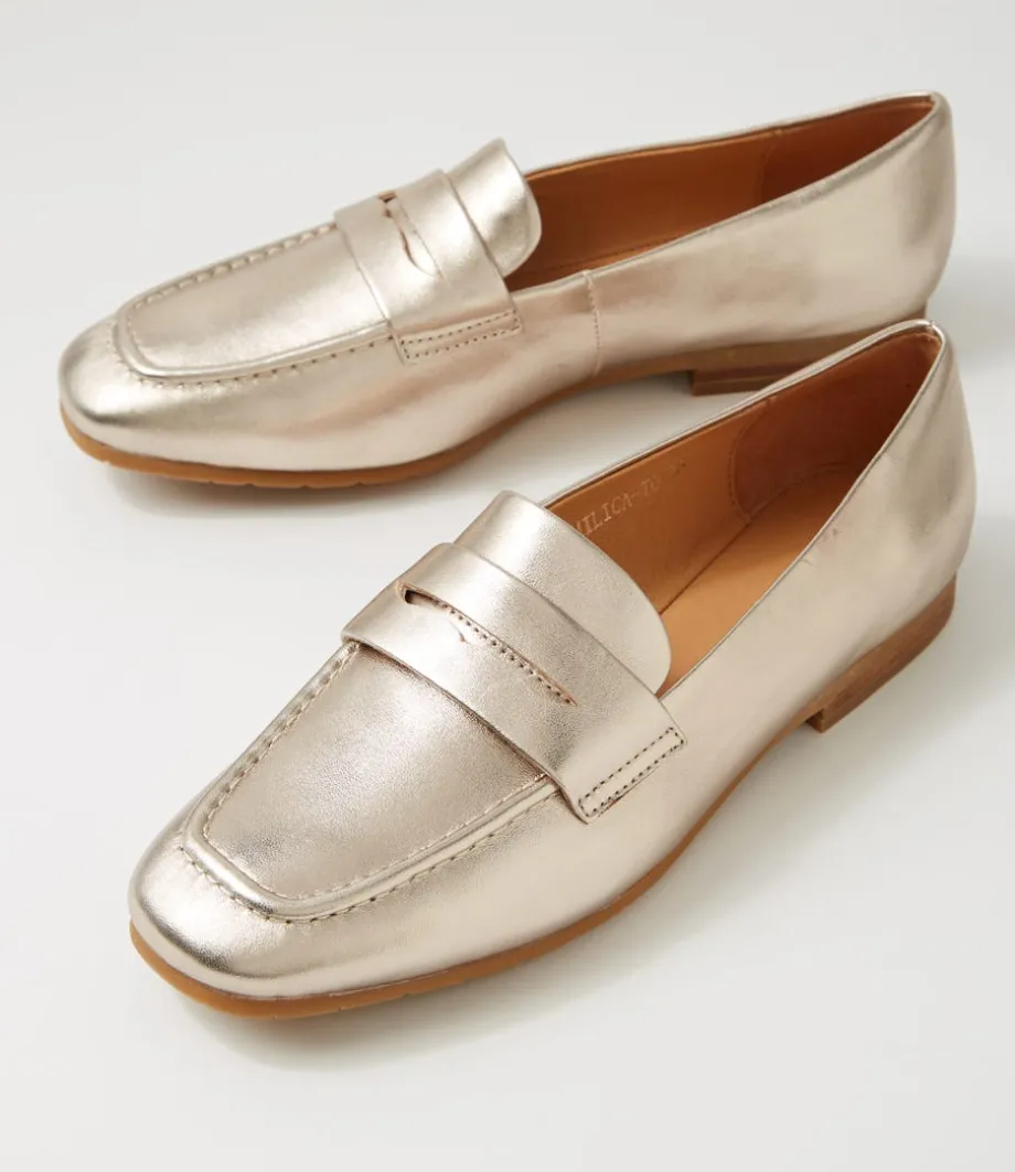 Milica Platino Leather Loafers