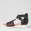 Minos Black White Leather Sandals