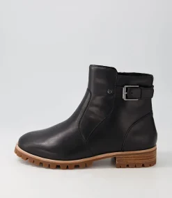 Misael W Black Leather Ankle Boots