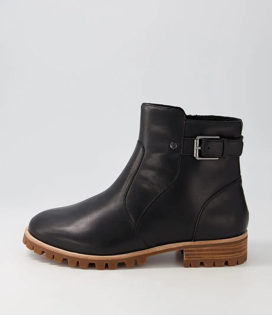 Misael W Black Leather Ankle Boots