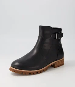 Misael W Black Leather Ankle Boots