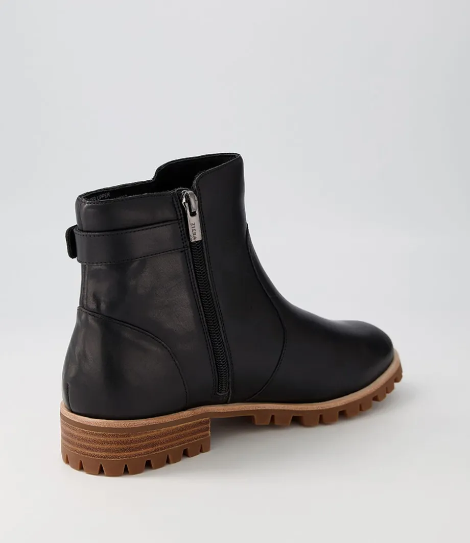 Misael W Black Leather Ankle Boots