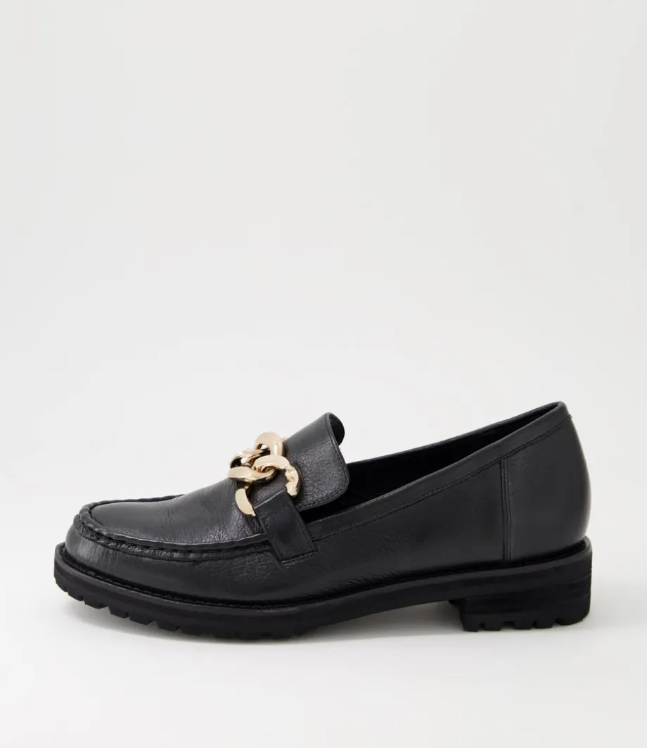 Misima W Black Leather Loafers