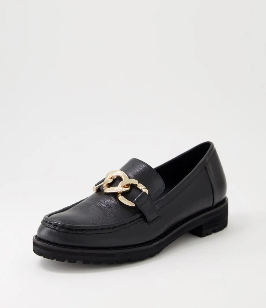 Misima W Black Leather Loafers