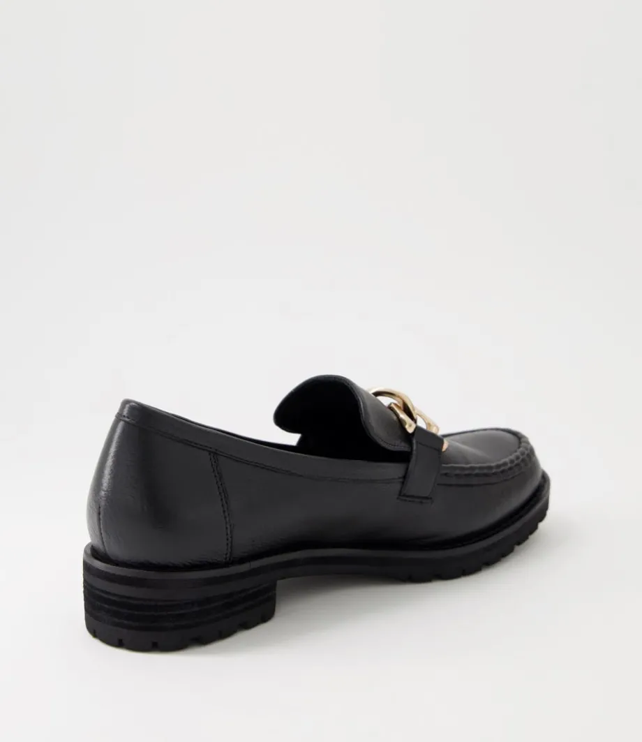 Misima W Black Leather Loafers