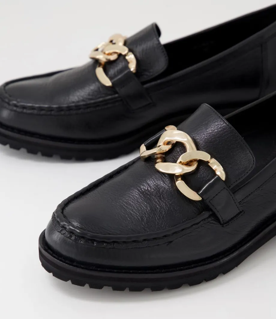Misima W Black Leather Loafers
