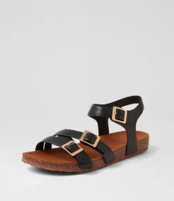 Moffee Xw Black Leather Sandals