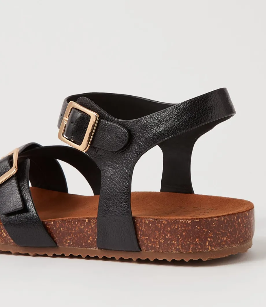 Moffee Xw Black Leather Sandals