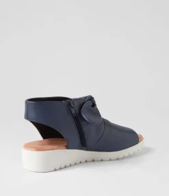 Moneka Navy White Leather Sandals
