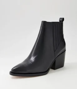 Morene Black Croc Leather Chelsea Boots