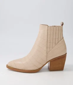Morene Cafe Croc Leather Chelsea Boots