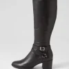 Morry Black Leather Knee High Boots