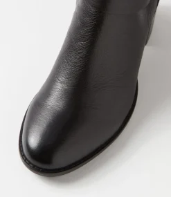 Morry Black Leather Knee High Boots