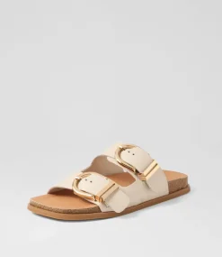 Nabina Almond Leather Slides