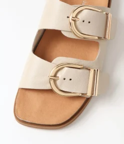 Nabina Almond Leather Slides