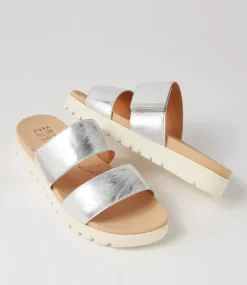 Nairo Xw Silver Scratch Leather Slides