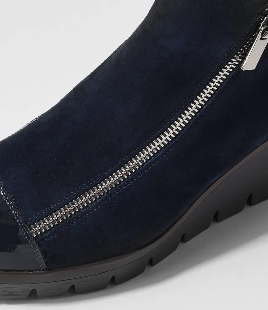 Nalani Navy Patent Suede Ankle Boots