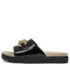 Narry Xw Black Wrinkle Patent Slides Bs