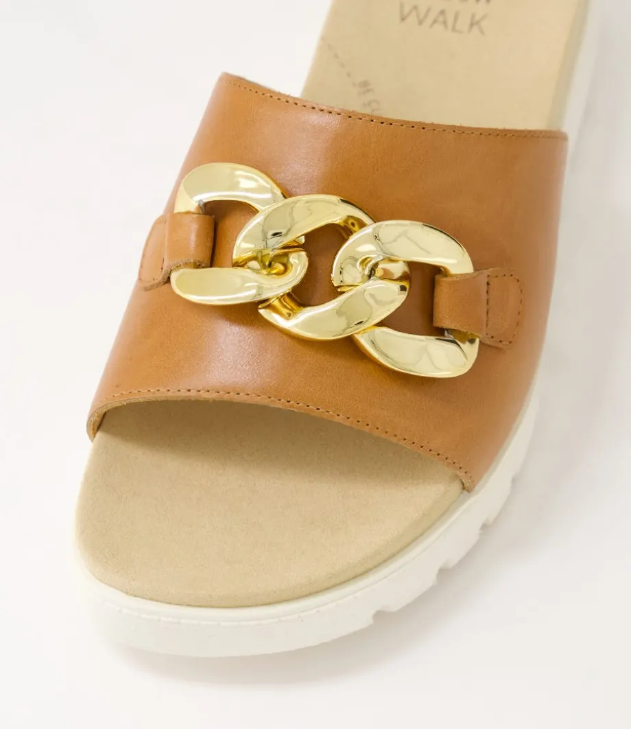 Narry Xw Tan Leather Slides