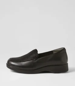 Nature2 Black Lizard Leather Suede Loafers