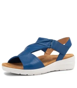Nazly Xw Cobalt Leather Sandals