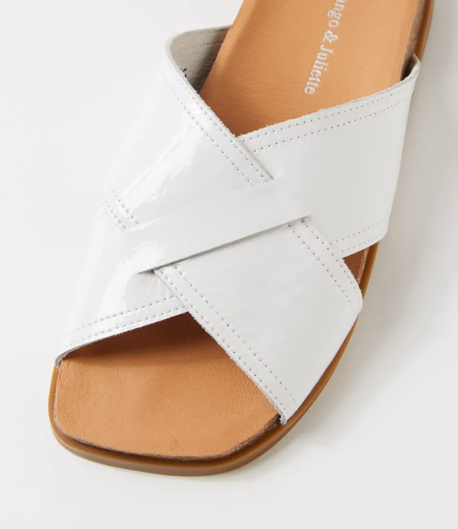Nedal White Patent Leather Slides