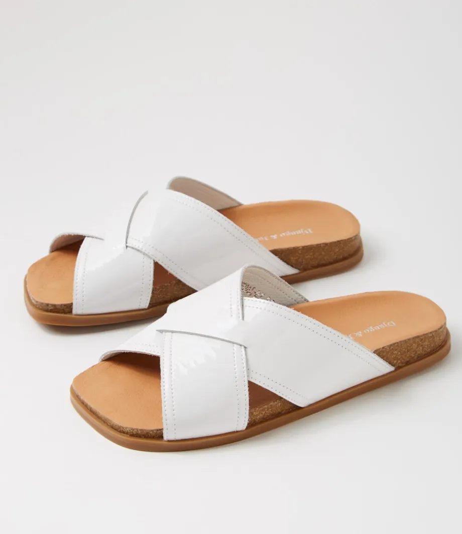 Nedal White Patent Leather Slides